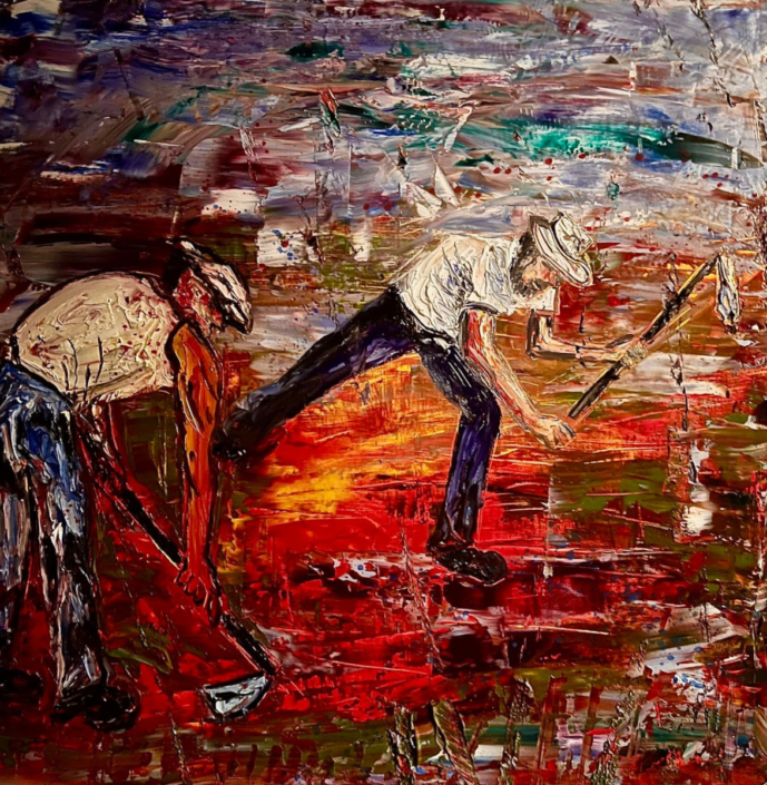 LA TERRA – materico a olio su tavola – cm 80×90