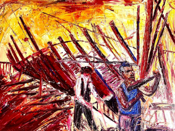 MAESTRI D’ASCIA – materico a olio su tavola – cm 120×90