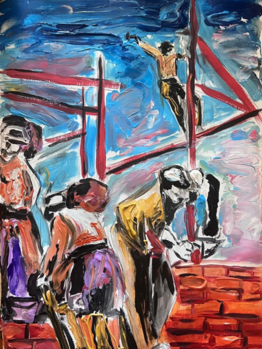 MURATORI E CARPENTIERI – bozzetto in tecnica mista su carta – cm 32×44