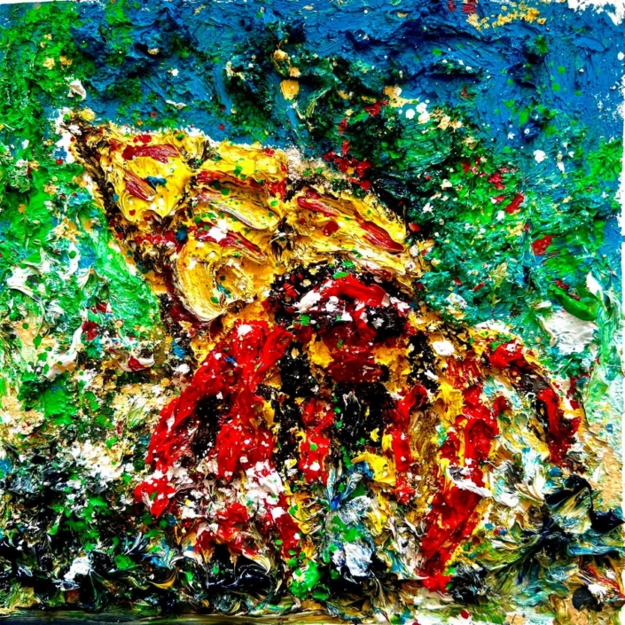 BERNARDO L’EREMITA – polimaterico su carta – cm 20×30