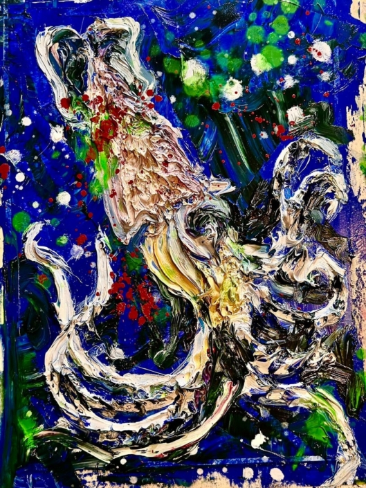 CALAMARO – olio su carta – cm 40×32